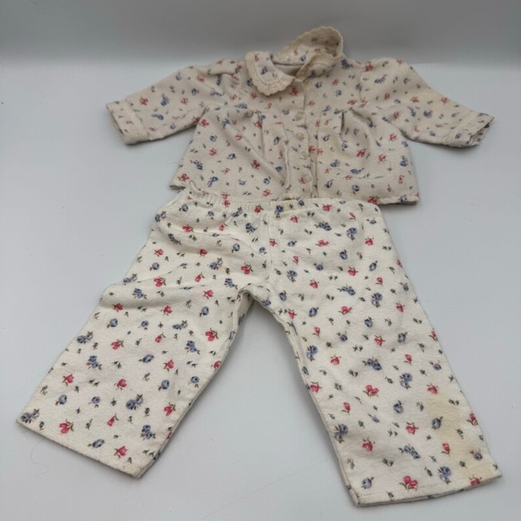 American Girl Other - American Girl Doll Floral Pajamas Set Cream Pink Blue Lace Trim Fair Condition
